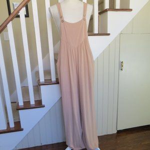 KORI Linen Blend Baggy Overalls Jumpsuit with Pockets SIZE SMALL  Taupe